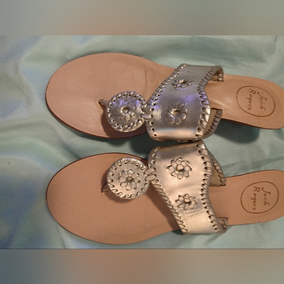 Jack Rogers Silver Wedge Sandals - Picture 2 of 5